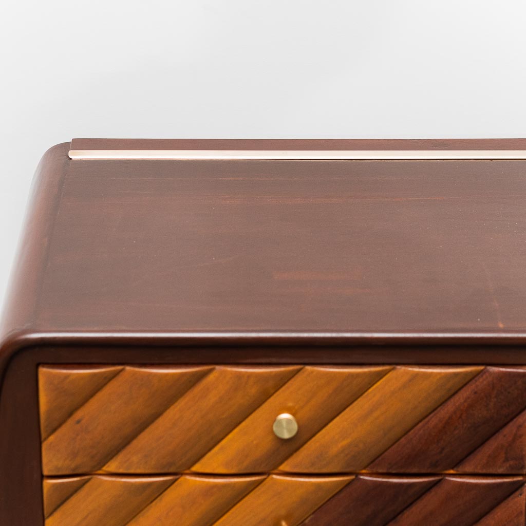 Vintage Wooden Sideboard With Brass Details From The 60s