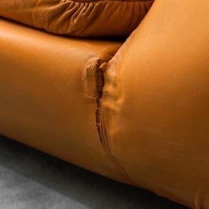 3 Seater Sofa Brown Leather 70s Vintage