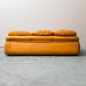 3 Seater Sofa Brown Leather 70s Vintage