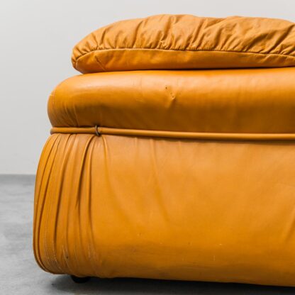3 Seater Sofa Brown Leather 70s Vintage - Image 11