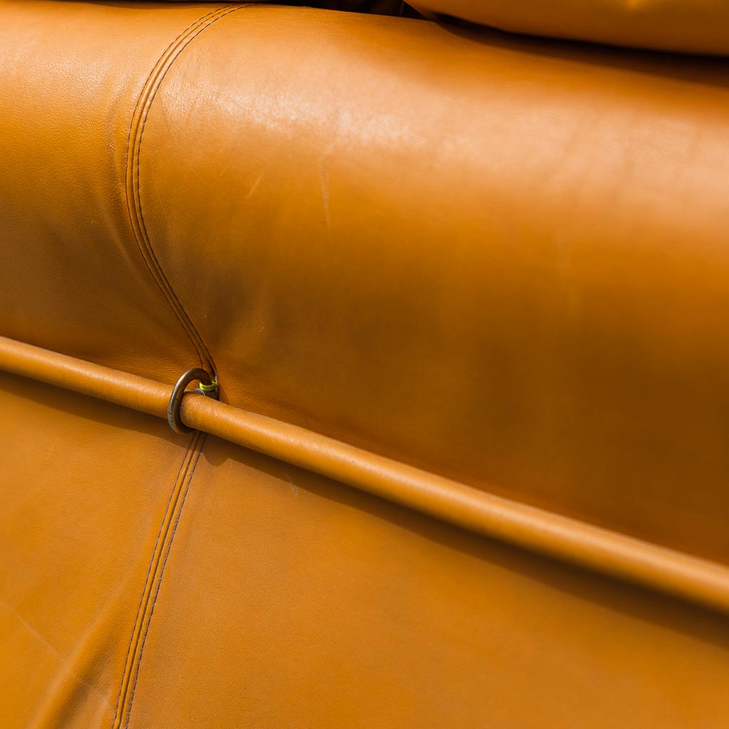 3 Seater Sofa Brown Leather 70s Vintage