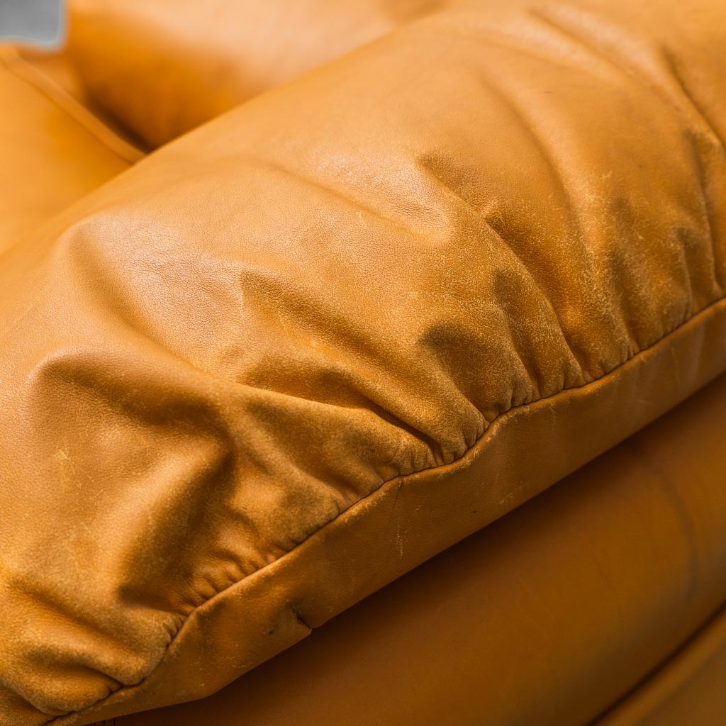 Pair Of 70s Vintage Modern Brown Leather Armchairs