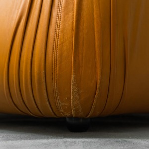 Pair Of 70s Vintage Modern Brown Leather Armchairs