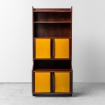Mobile Bookcase Wood Fabric 60s Vintage Modern
