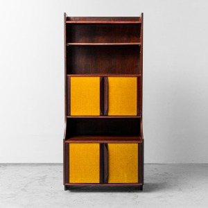 Mobile Bookcase Wood Fabric 60s Vintage Modern