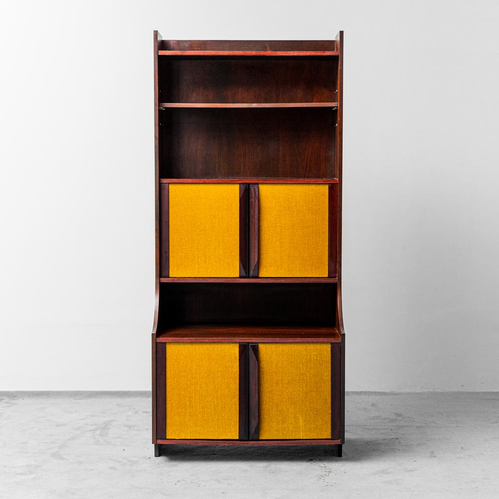 Mobile Bookcase Wood Fabric 60s Vintage Modern