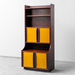 Mobile Bookcase Wood Fabric 60s Vintage Modern