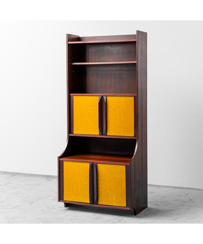 Mobile Bookcase Wood Fabric 60s Vintage Modern