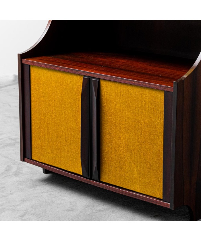 Mobile Bookcase Wood Fabric 60s Vintage Modern