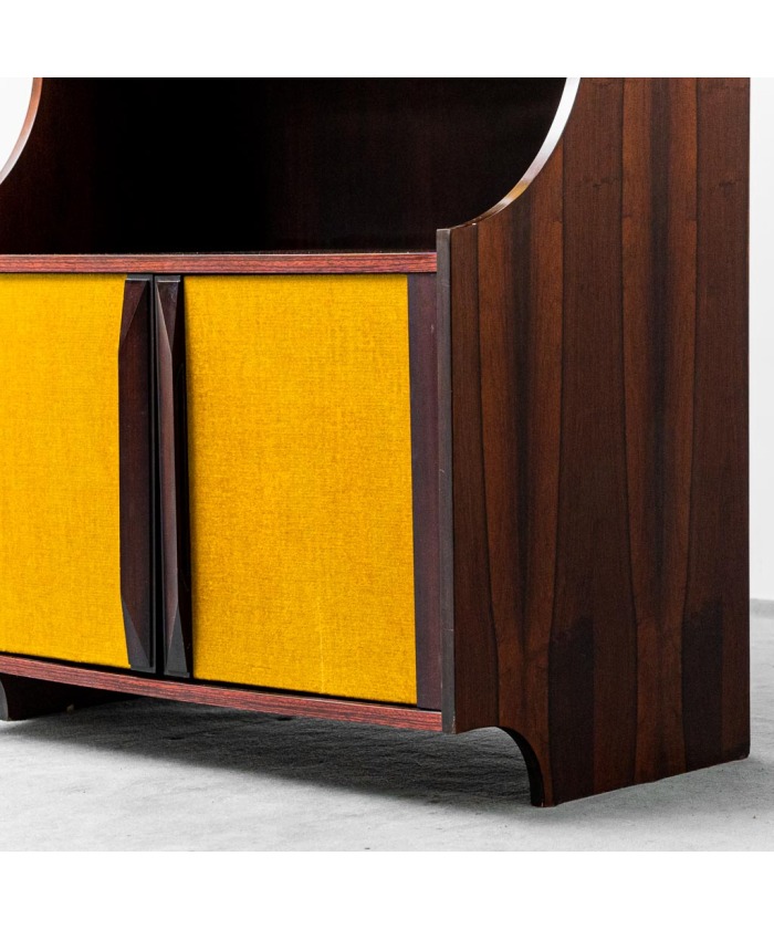 Mobile Bookcase Wood Fabric 60s Vintage Modern