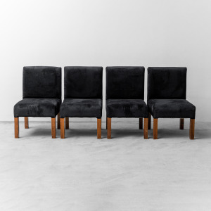 Set Of Four Wine Velvet Chairs Of The 70s Vintage Modernate