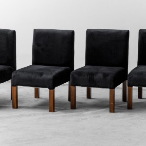 Set Of Four Wine Velvet Chairs Of The 70s Vintage Modernate