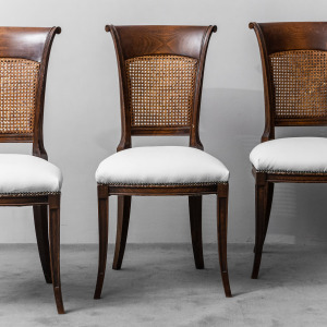 Set Of 4 White Skai Chairs Of Vienna 1950s Vintage