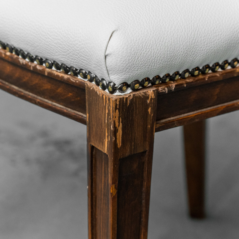 Set Of 4 White Skai Chairs Of Vienna 1950s Vintage - Image 12