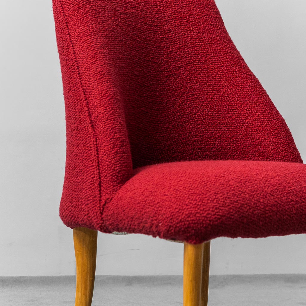 Pair Of Bouclé Red Bouclé Armchairs 1960s Vintage Modernate