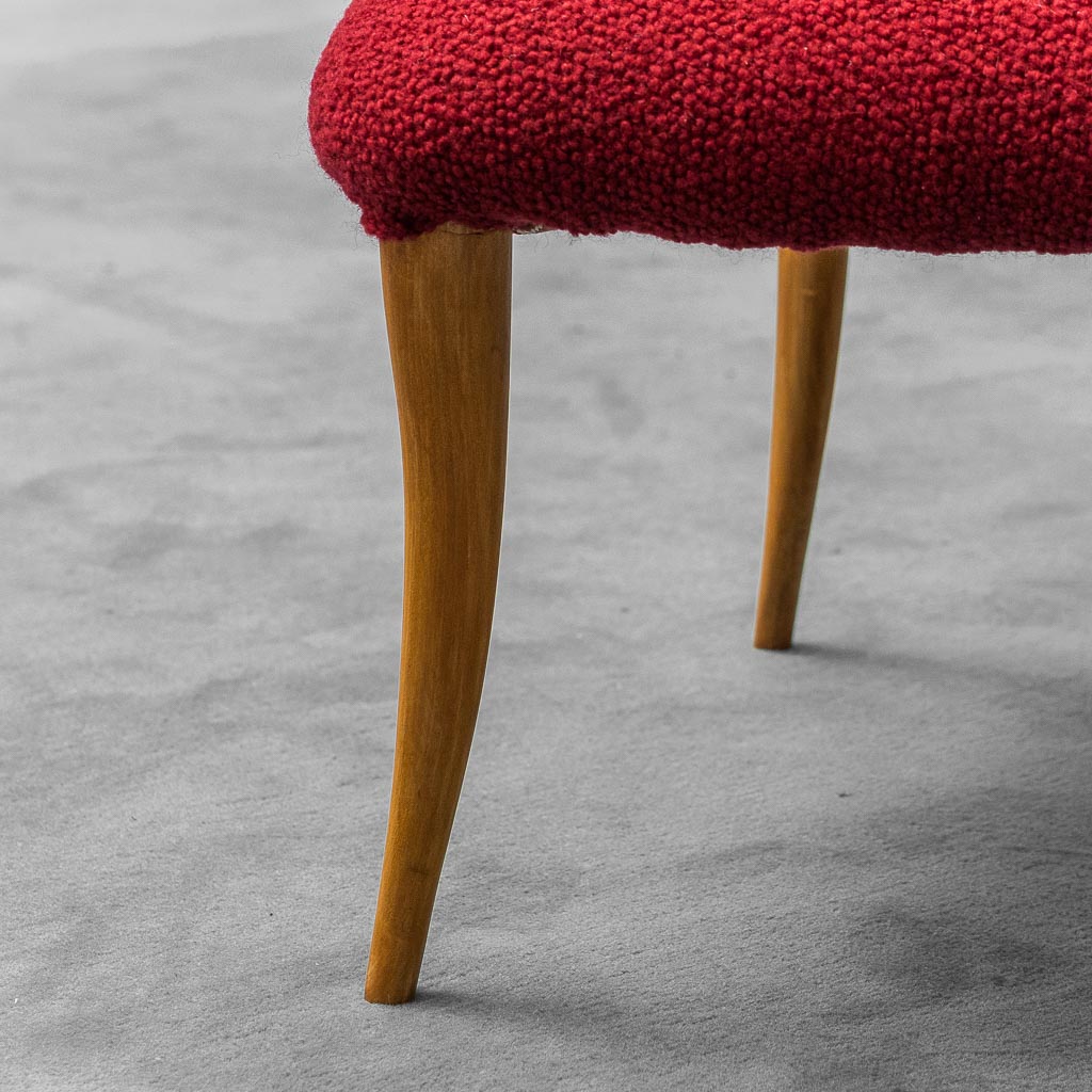 Pair Of Bouclé Red Bouclé Armchairs 1960s Vintage Modernate