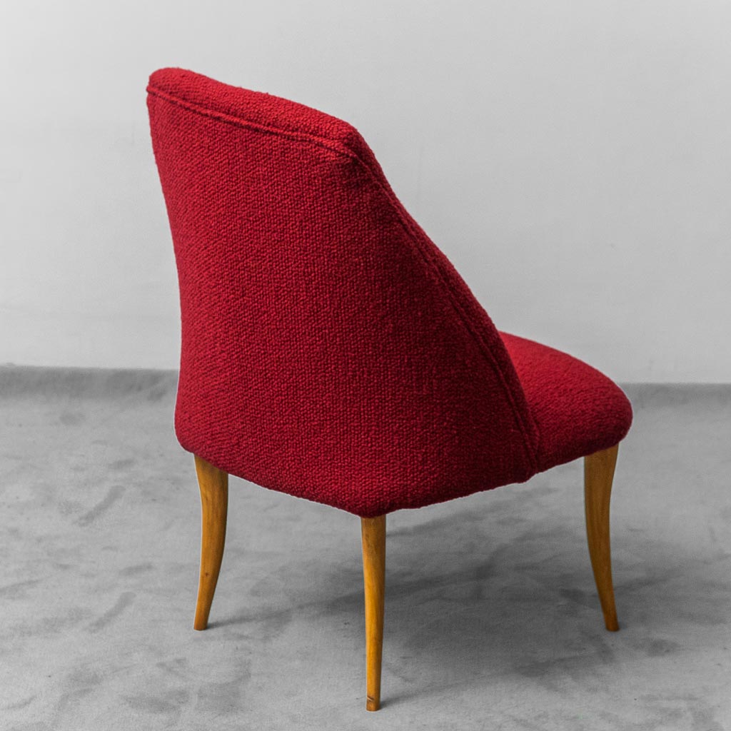 Pair Of Bouclé Red Bouclé Armchairs 1960s Vintage Modernate