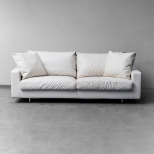 3 -Seater Sofa Patrick In White Leather Flexform Years 2000