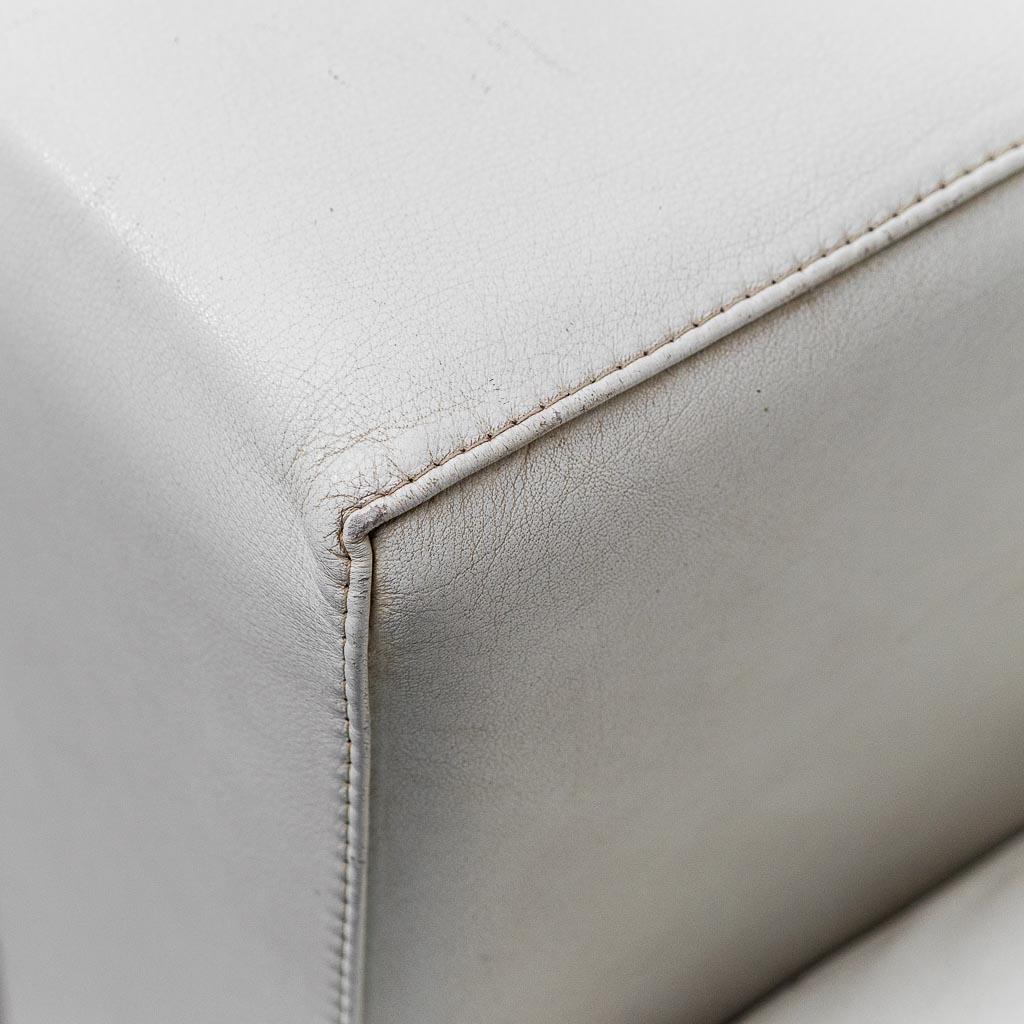 3 -Seater Sofa Patrick In White Leather Flexform Years 2000