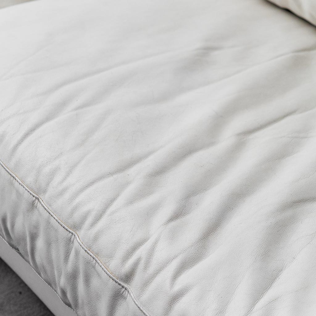 3 -Seater Sofa Patrick In White Leather Flexform Years 2000