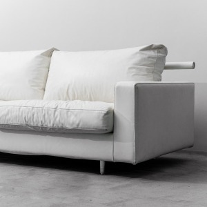 3 -Seater Sofa Patrick In White Leather Flexform Years 2000