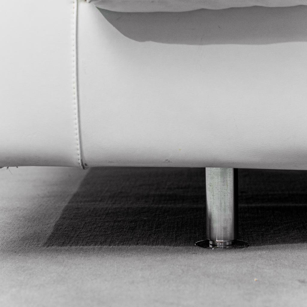 3 -Seater Sofa Patrick In White Leather Flexform Years 2000