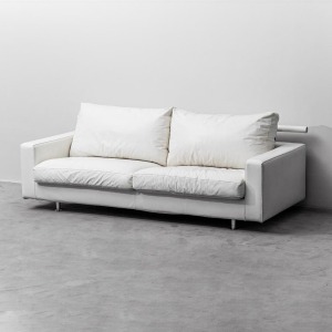 3 -Seater Sofa Patrick In White Leather Flexform Years 2000