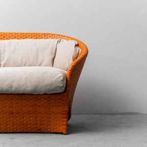 2 Seater Woven Sofa By Tito Angioli 90s Vintage Modern