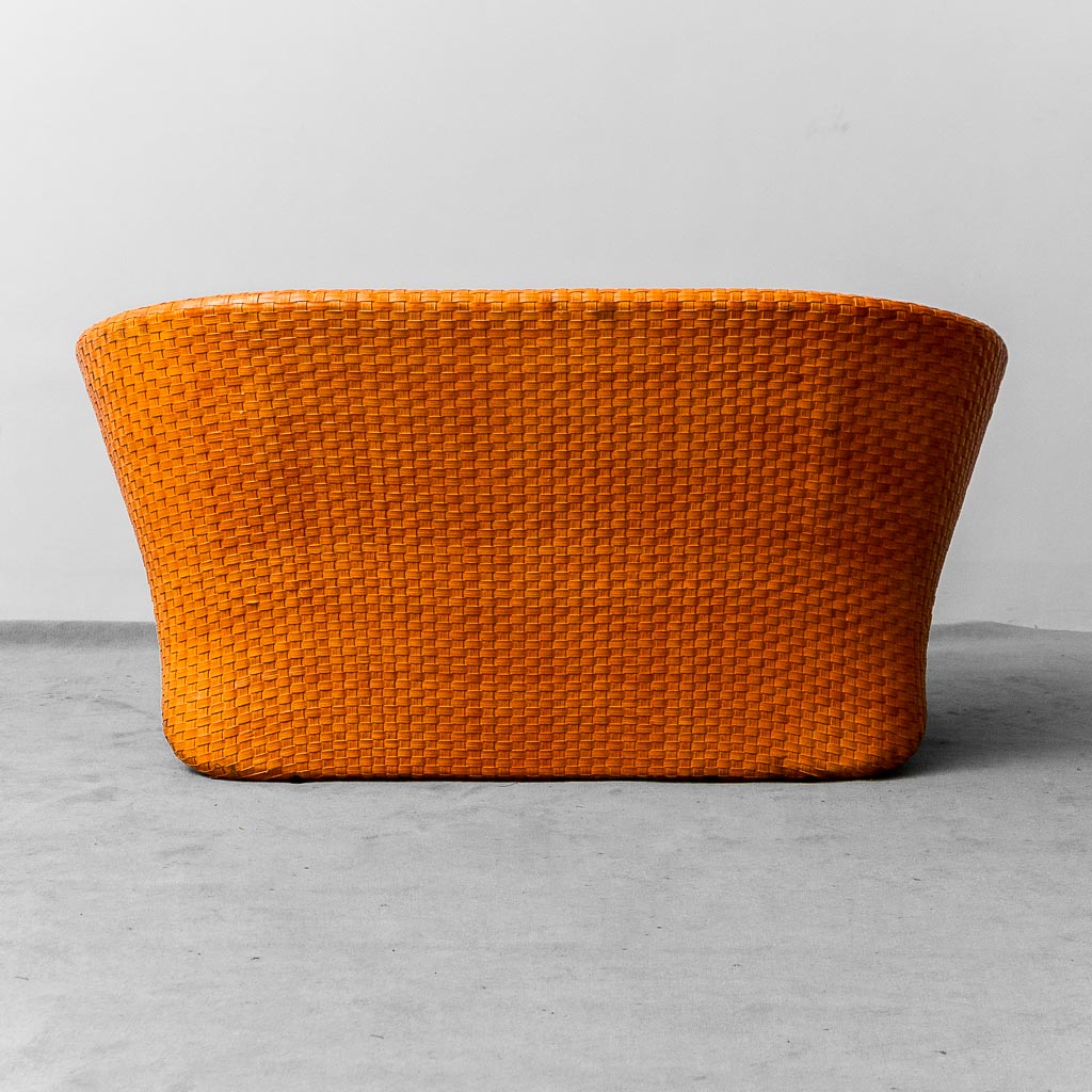 2 Seater Woven Sofa By Tito Angioli 90s Vintage Modern
