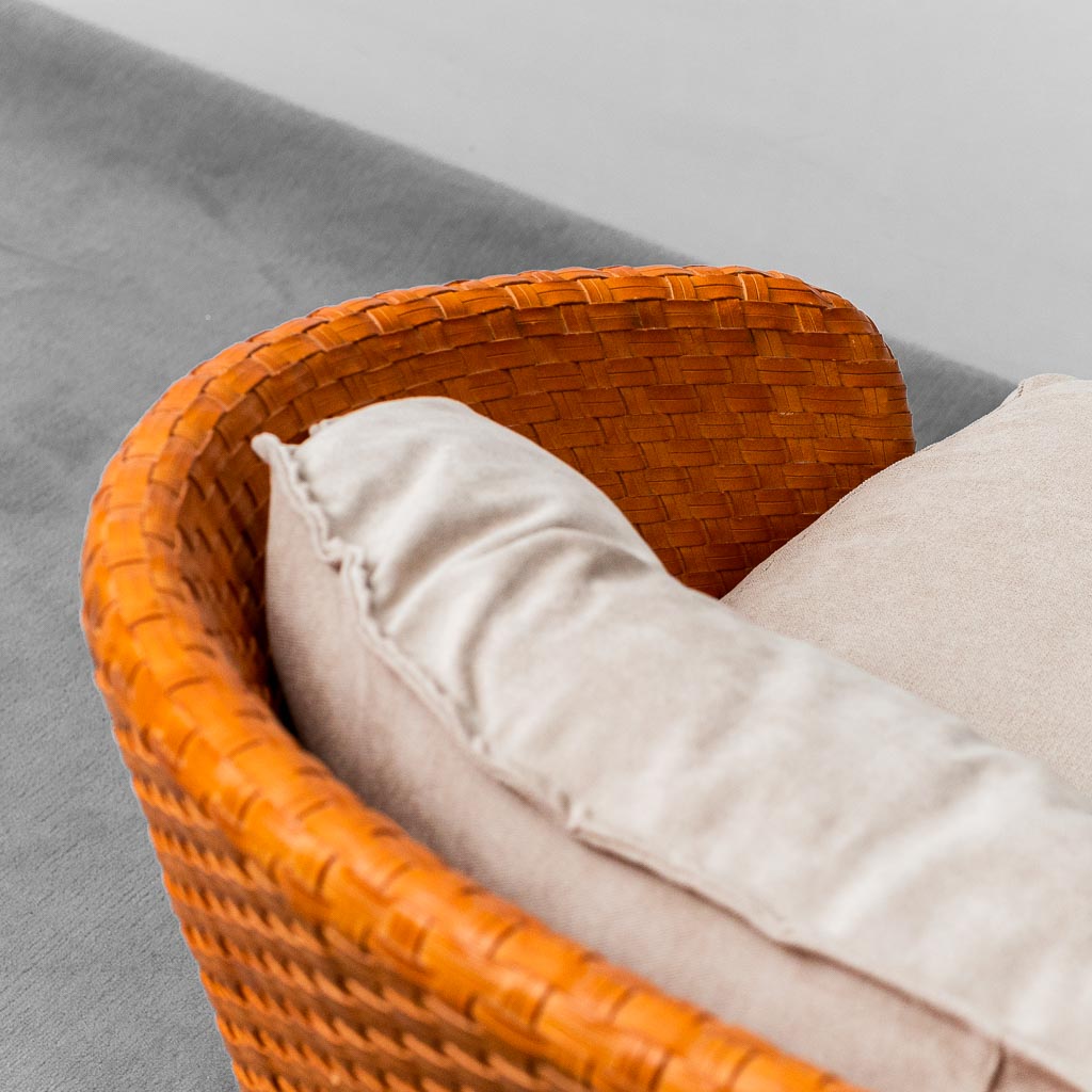 2 Seater Woven Sofa By Tito Angioli 90s Vintage Modern
