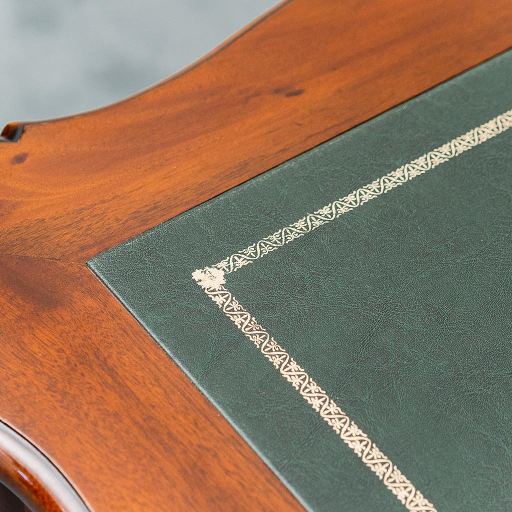 Vintage Desk Solid Wood Green Leather 1950s