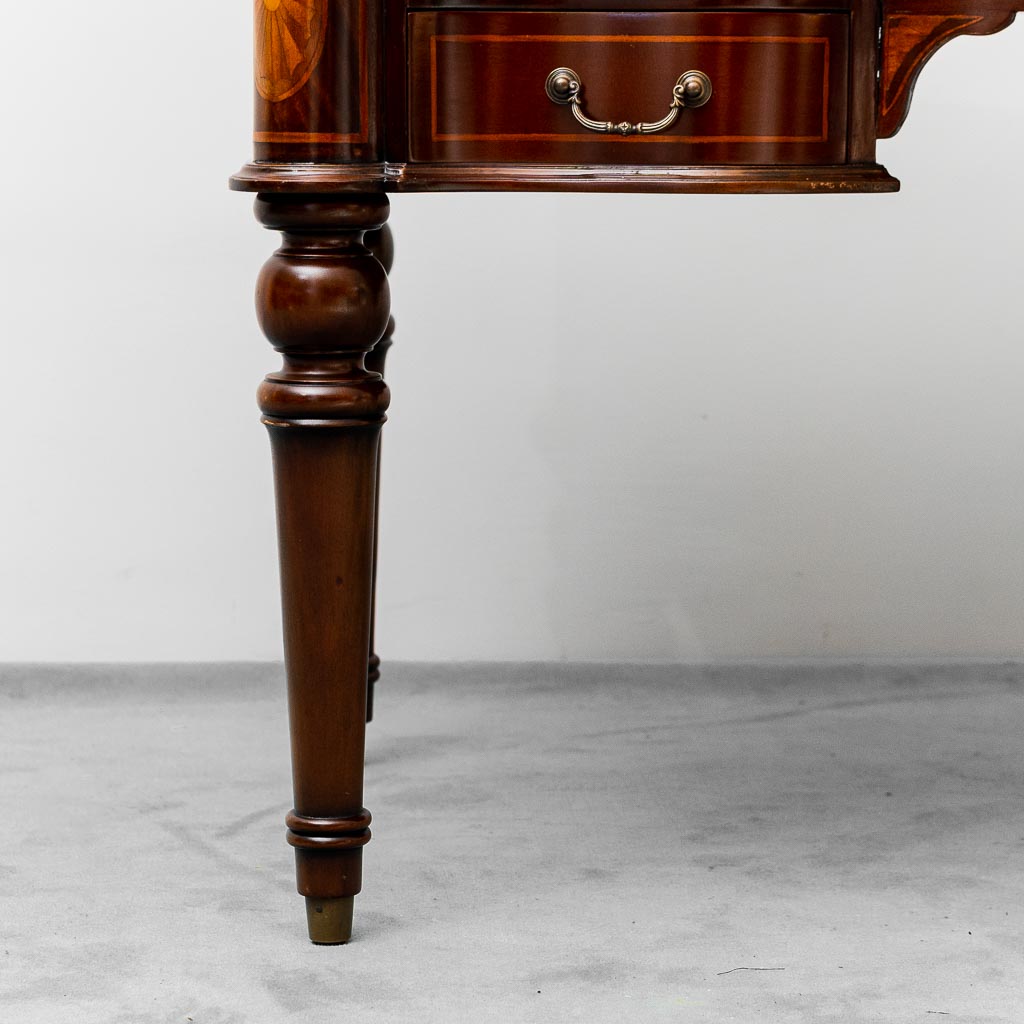 Vintage Desk Solid Wood Green Leather 1950s