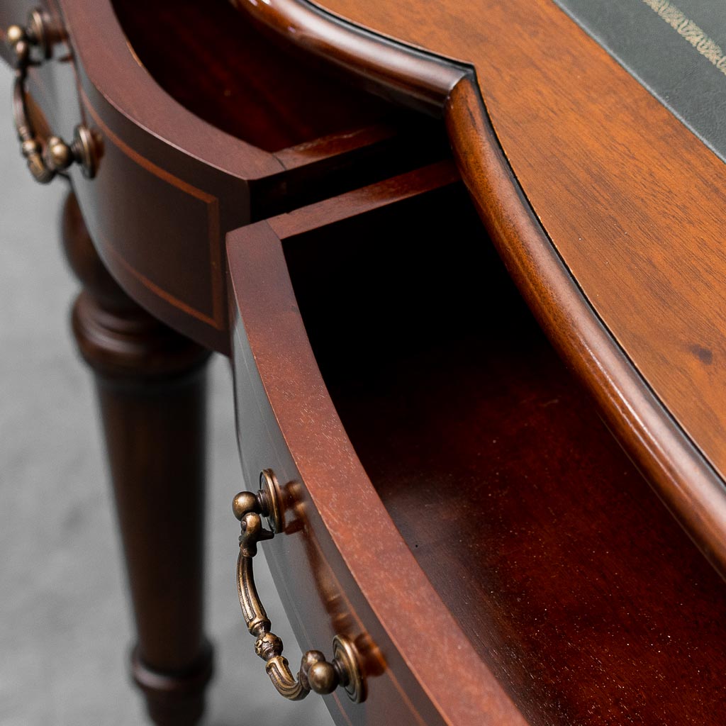 Vintage Desk Solid Wood Green Leather 1950s