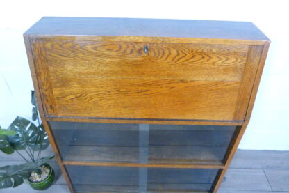 Small Oak Glazed Bookcase & Writing Desk - Image 5