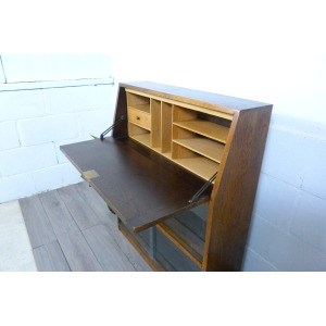 Small Oak Glazed Bookcase & Writing Desk