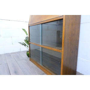 Small Oak Glazed Bookcase & Writing Desk