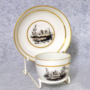 A good, unusual & fine antique Georgian porcelain hand painted Cup & Saucer C.1805