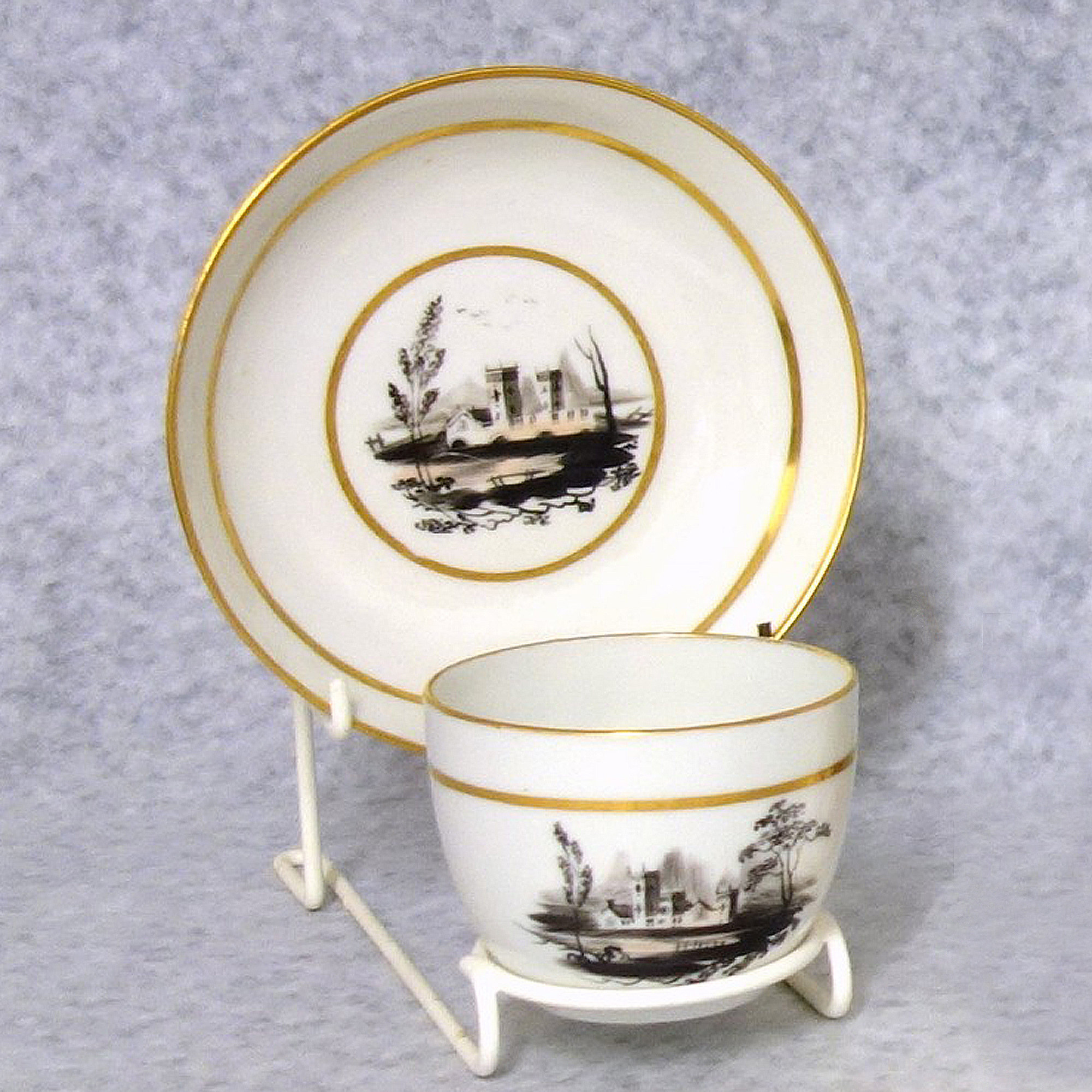 A good, unusual & fine antique Georgian porcelain hand painted Cup & Saucer C.1805