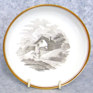 A good & fine antique Georgian Spode porcelain Bat print Cup & Saucer C.1805