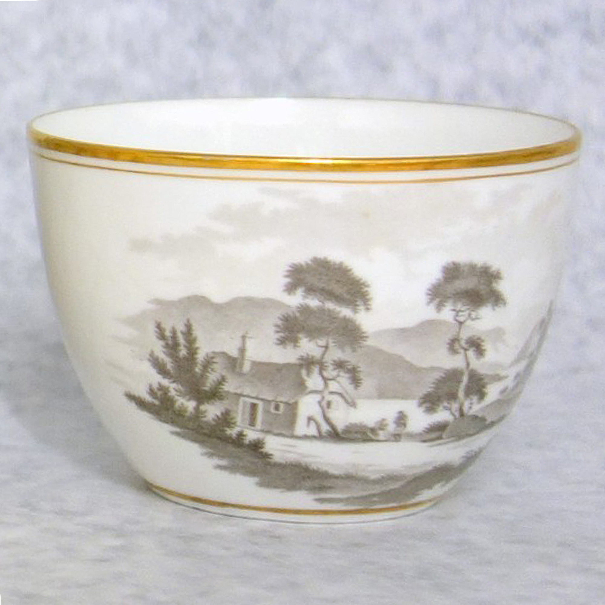 A good & fine antique Georgian Spode porcelain Bat print Cup & Saucer C.1805