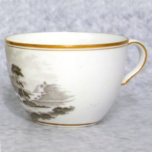 A good & fine antique Georgian Spode porcelain Bat print Cup & Saucer C.1805