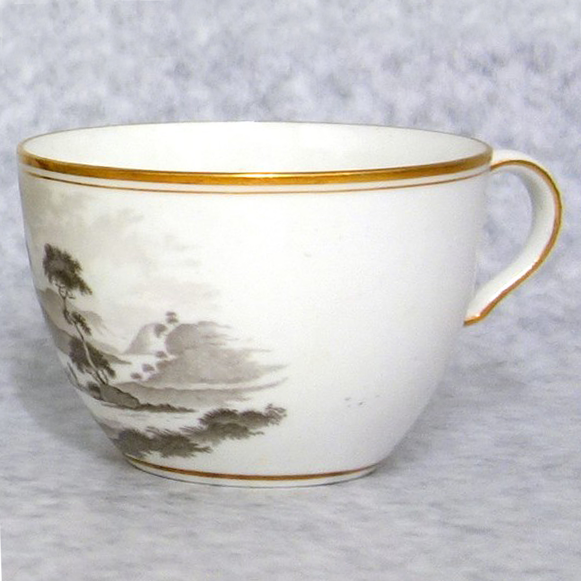 A good & fine antique Georgian Spode porcelain Bat print Cup & Saucer C.1805