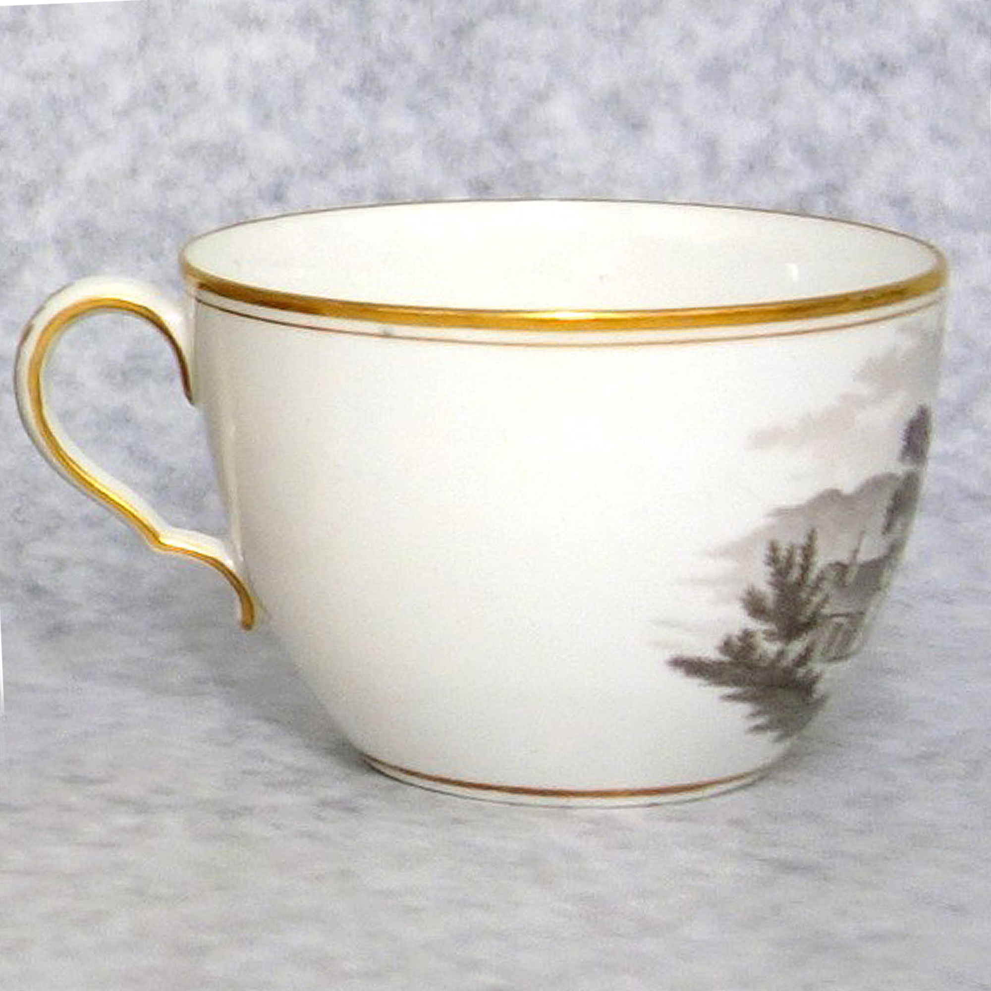 A good & fine antique Georgian Spode porcelain Bat print Cup & Saucer C.1805