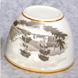 A good & fine antique Georgian Spode porcelain Bat print Cup & Saucer C.1805