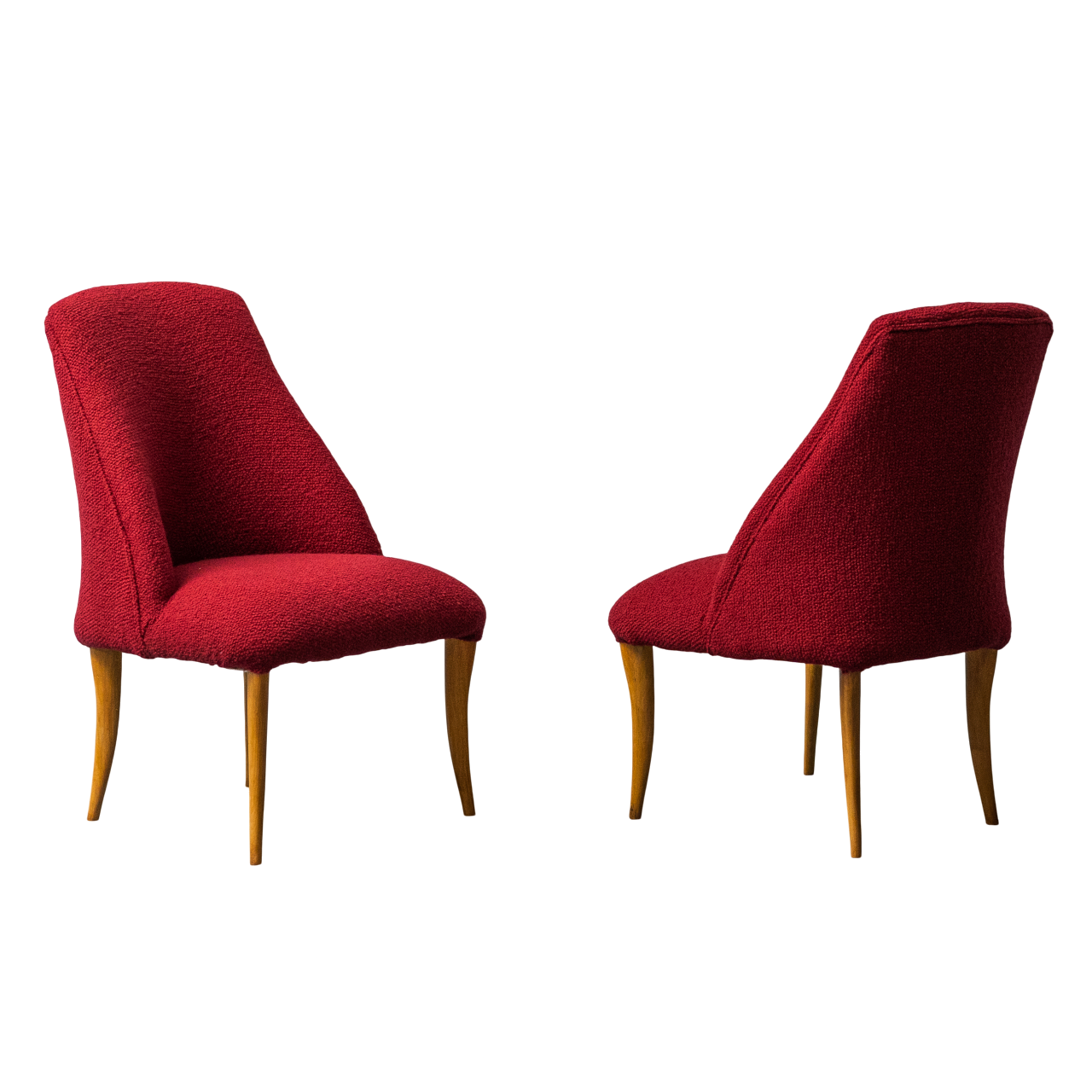 Pair Of Bouclé Red Bouclé Armchairs 1960s Vintage Modernate