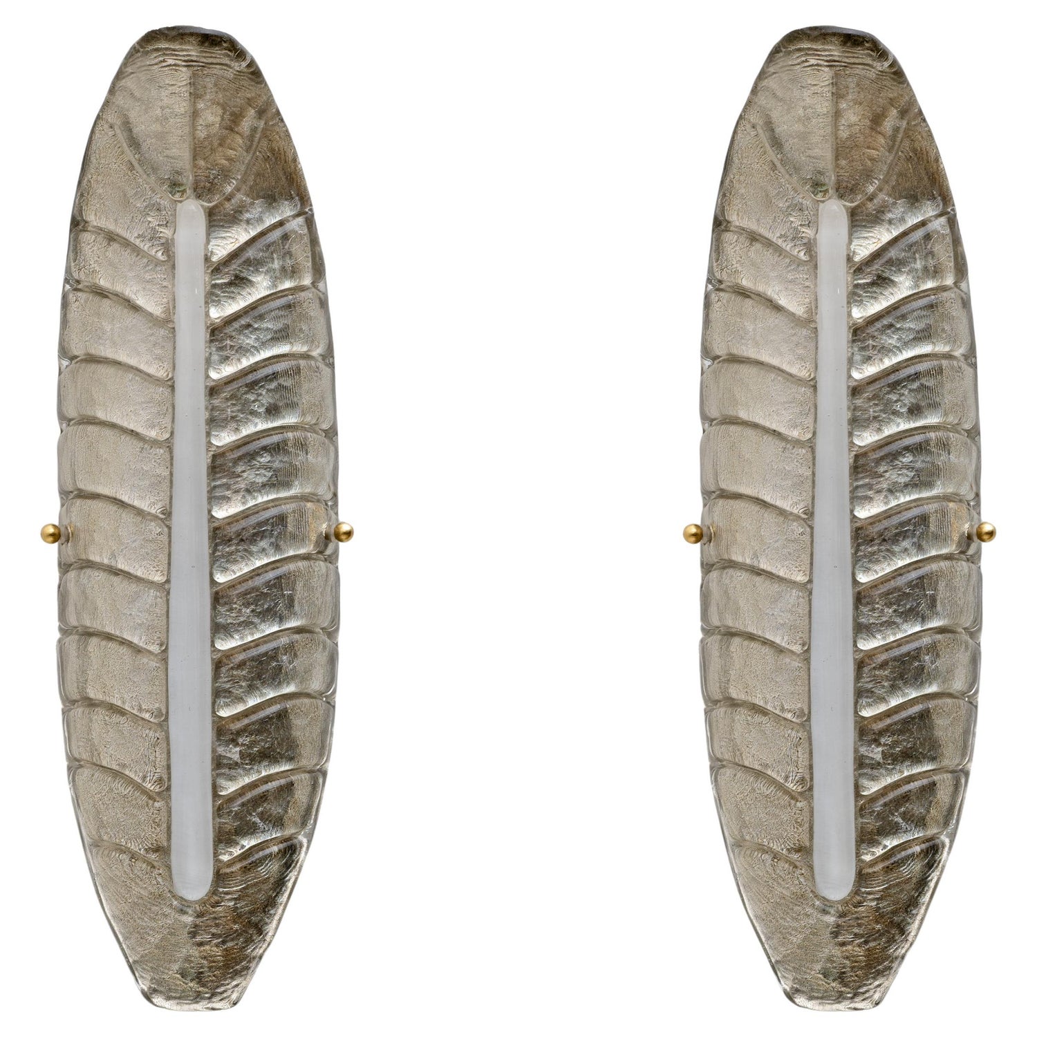 Pair of Modern Murano Glass Silver Leaf Sconces