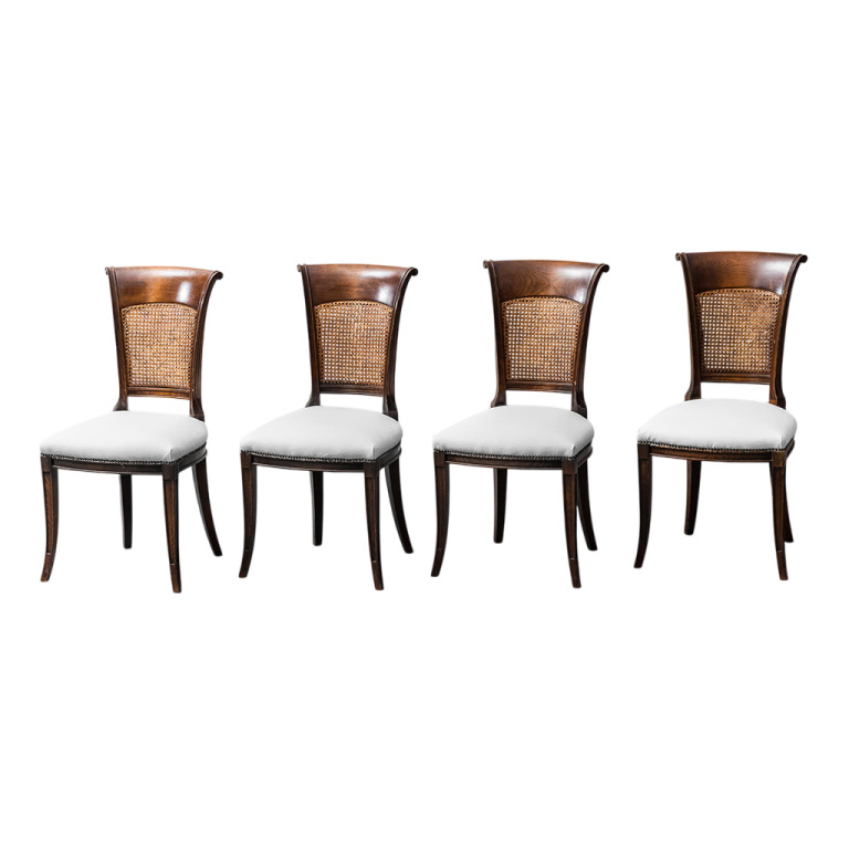 Set Of 4 White Skai Chairs Of Vienna 1950s Vintage