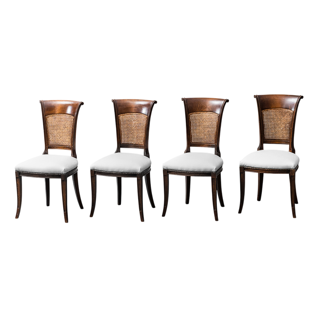 Set Of 4 White Skai Chairs Of Vienna 1950s Vintage