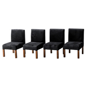 Set Of Four Wine Velvet Chairs Of The 70s Vintage Modernate