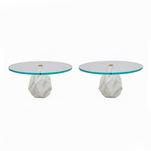 Mid Century Modern Italian Carrara Marble Coffee Table, 1970s, Two Available